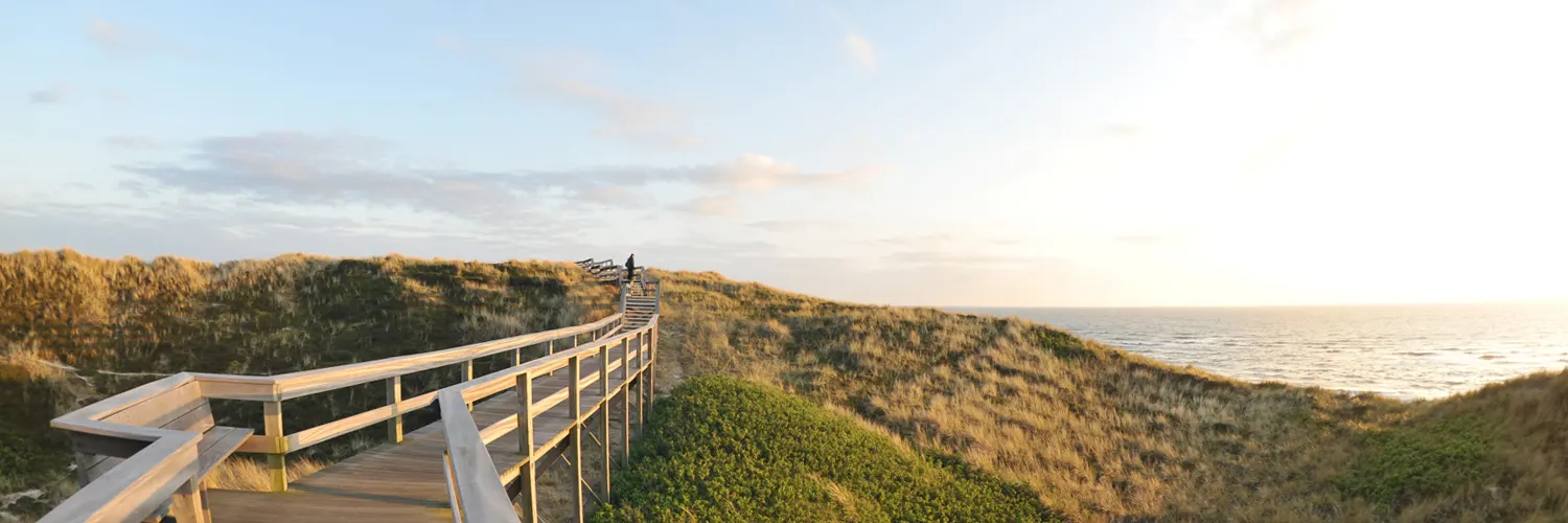 Holzbohlenweg durch die Dünen zum Meer auf Sylt